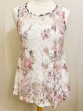 Kamana White Pink Green Lace S Fairycore Boho Chic Romantic Soft Girl Tank Top